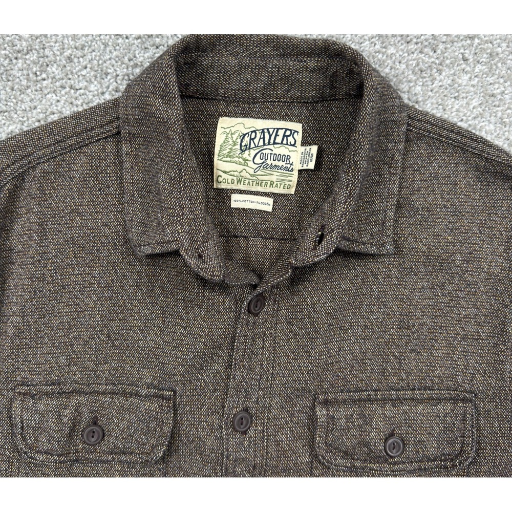 Grayers Shirt Jacket Mens M Brown Heavyweight Cotton Shacket Cold Weather
